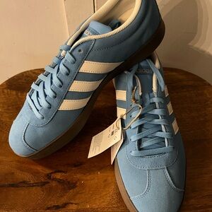 Adidas Men's/ Women’s Sky Blue Sneakers with White Stripes
